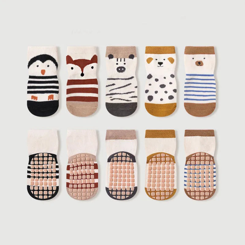 5 Pairs Kids Non-Slip Cartoon Floor Socks | Baby Toddler Kids Non-Slip Socks Peaceful Pleasures Health and Wellness