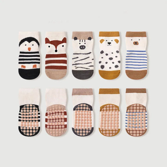 5 Pairs Kids Non-Slip Cartoon Floor Socks | Baby Toddler Kids Non-Slip Socks Peaceful Pleasures Health and Wellness