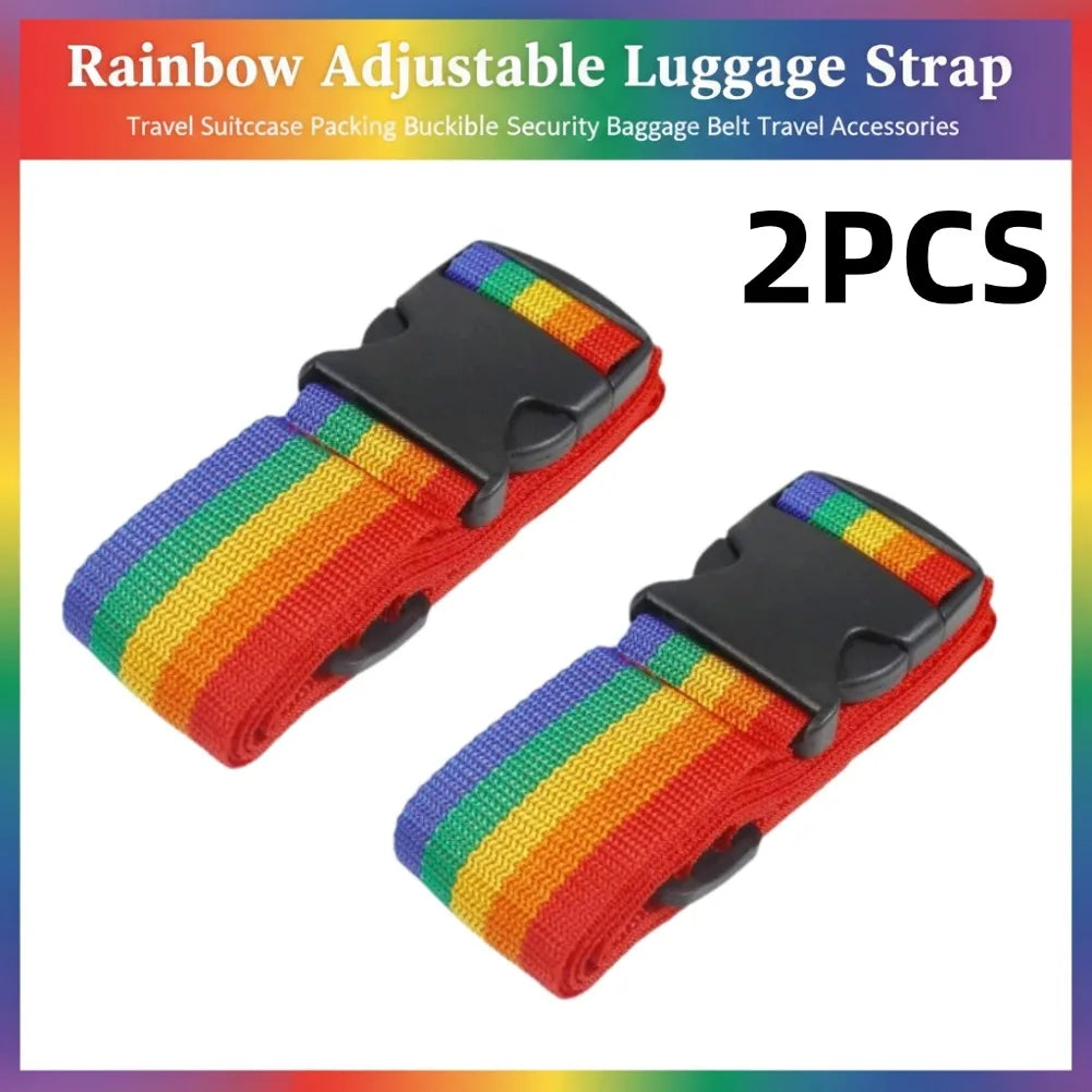 Rainbow Adjustable Luggage Strap – Secure Travel Suitcase Belt