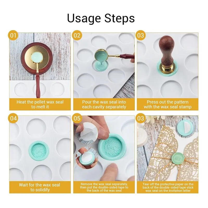 A36T-For Wax Seal Mold Kit,Silicone Mat, 100 Pcs Double-Sided Adhesive For Wax Seal Stickers For Stamp Peaceful Pleasures Health and Wellness