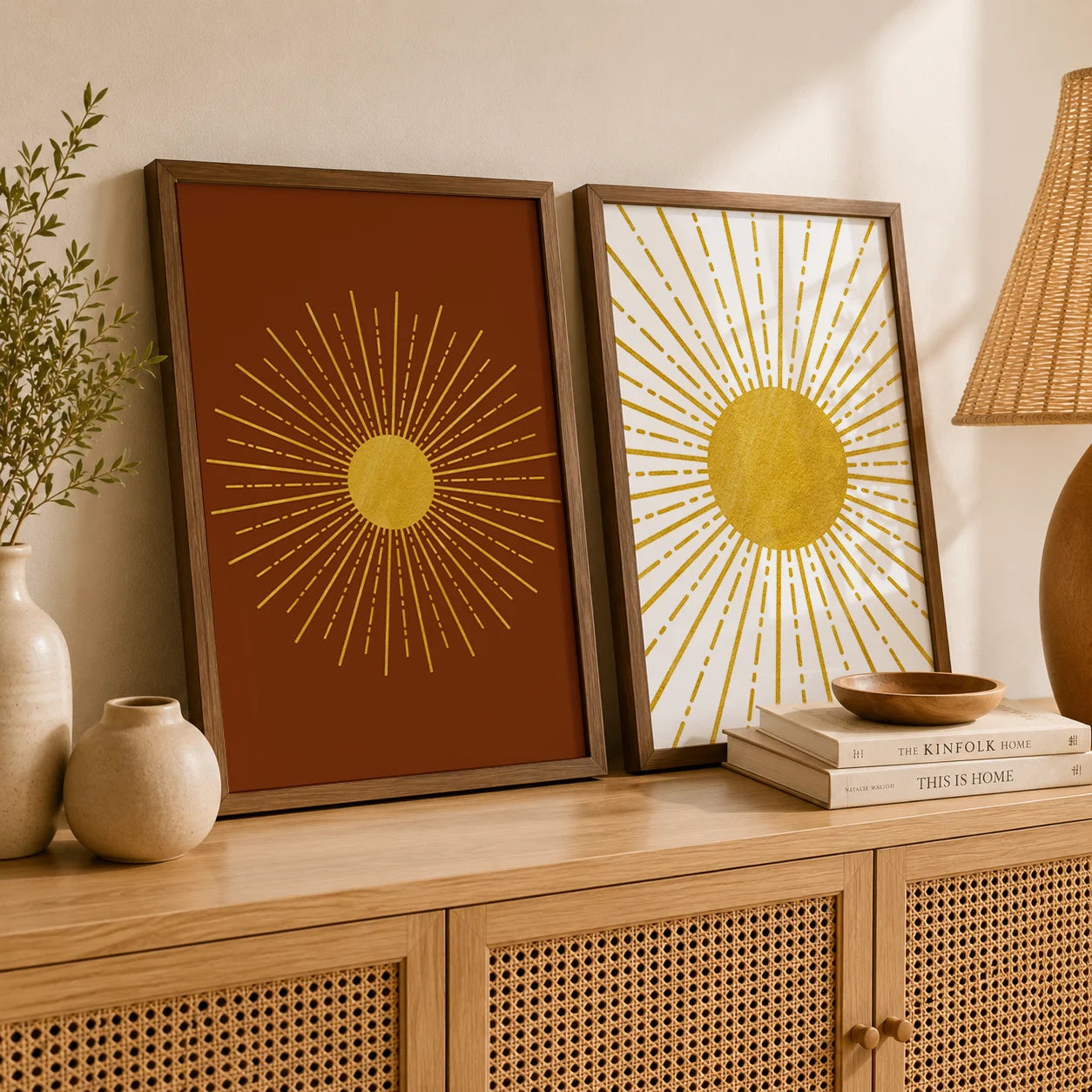 Boho Nordic Sun Canvas Wall Art | Minimalist Sunburst Print Canvas Wall Art Print Peaceful Pleasures Health and Wellness
