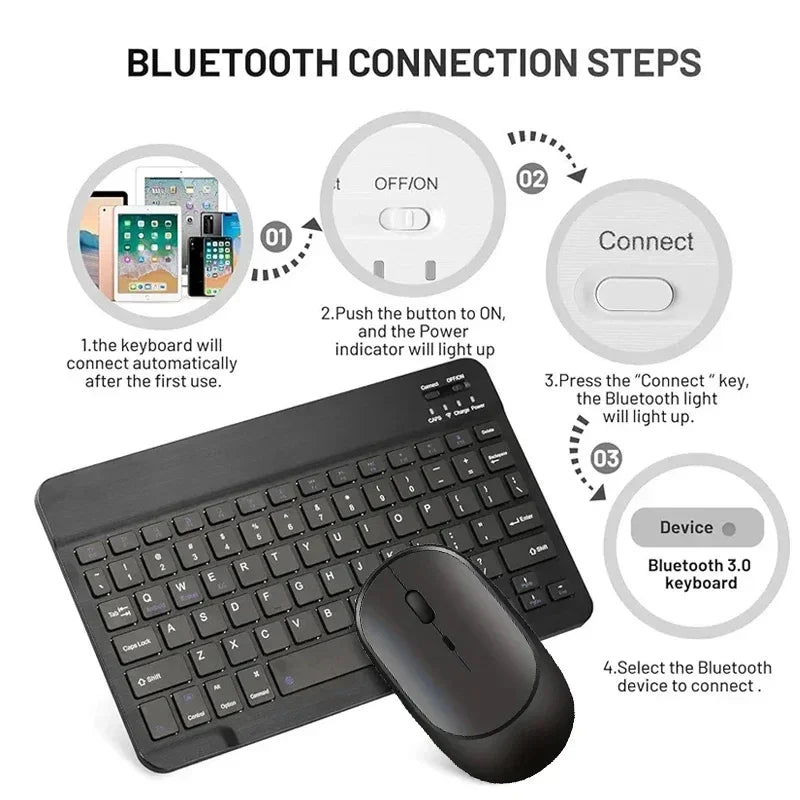 Mini 78-Key Wireless Keyboard Mouse Set Bluetooth-compatible Rechargeable Keyboard For Laptop Tablet For Android iOS Windows Peaceful Pleasures Health and Wellness