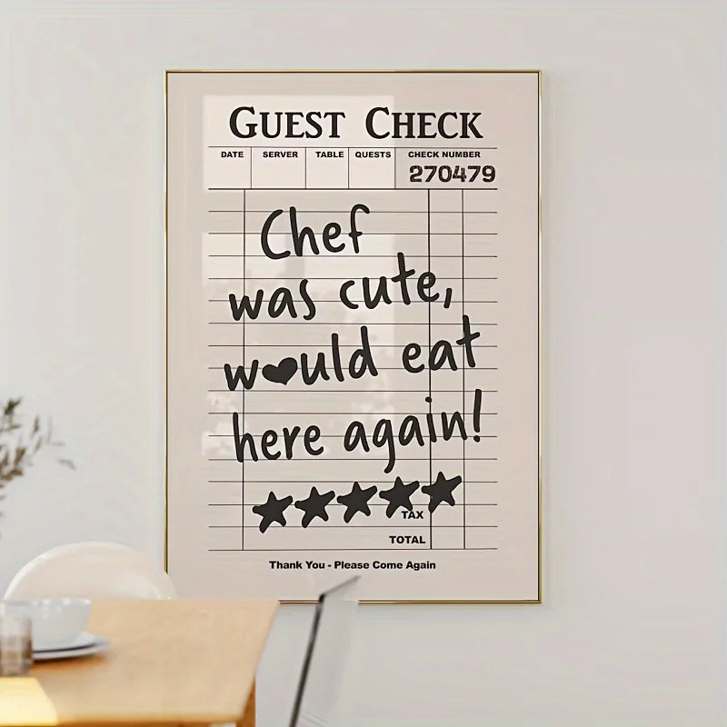 1pc Chef Was Cute Would Eat Here Again Modern Kitchen Wall Art for Bedroom Wall Decor New Year Gifts Artwork Canvas No Framed Peaceful Pleasures Health and Wellness ZLH4674 90x130cm Unframed