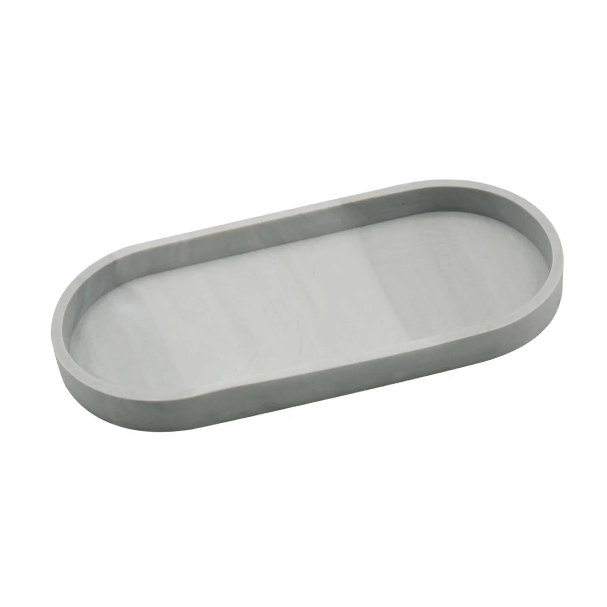 Oval Soap Dispenser Tray, Bathroom Vanity Tray, 9.8" Kitchen Counter Trays, Silicone Bathroom Tray for Counter, Toilet Tank Tray Peaceful Pleasures Health and Wellness GRAY