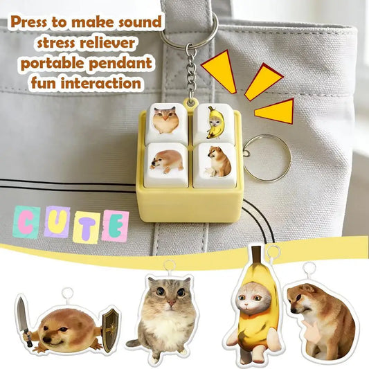 Funny Voice Button Pendant Toy Stress-relieving Talking Figurine Peaceful Pleasures Health and Wellness