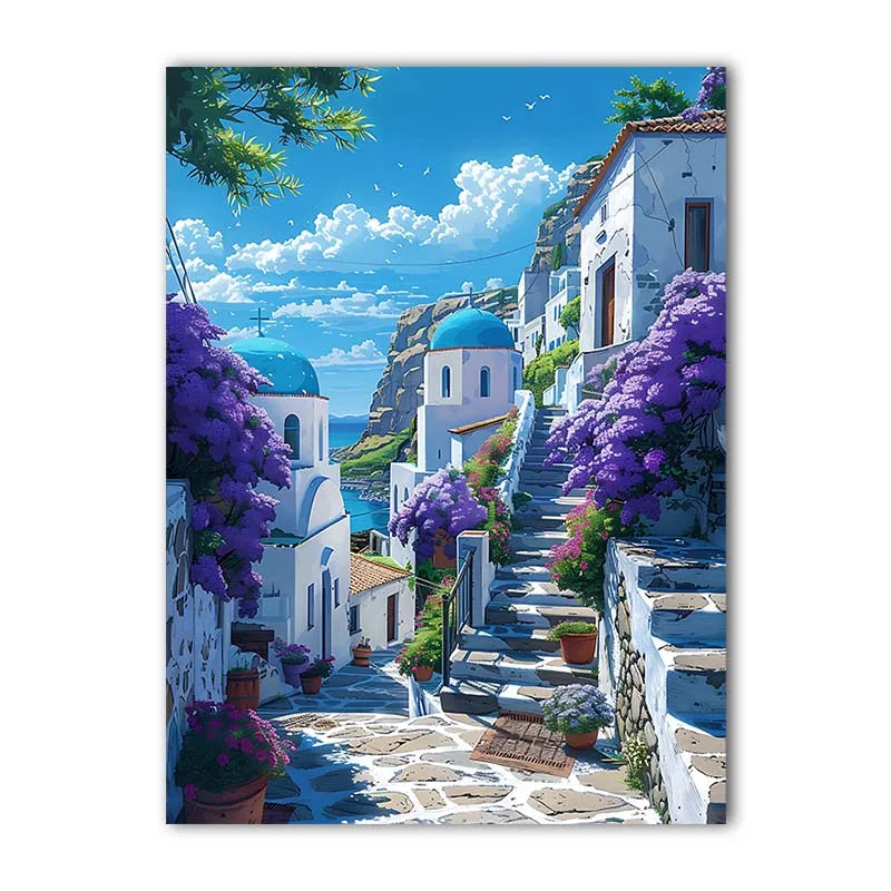 Santorini Greece Canvas Wall Art | Nordic Landscape Print Canvas Wall Art Peaceful Pleasures Health and Wellness 03 20x25cm No Frame China Mainland