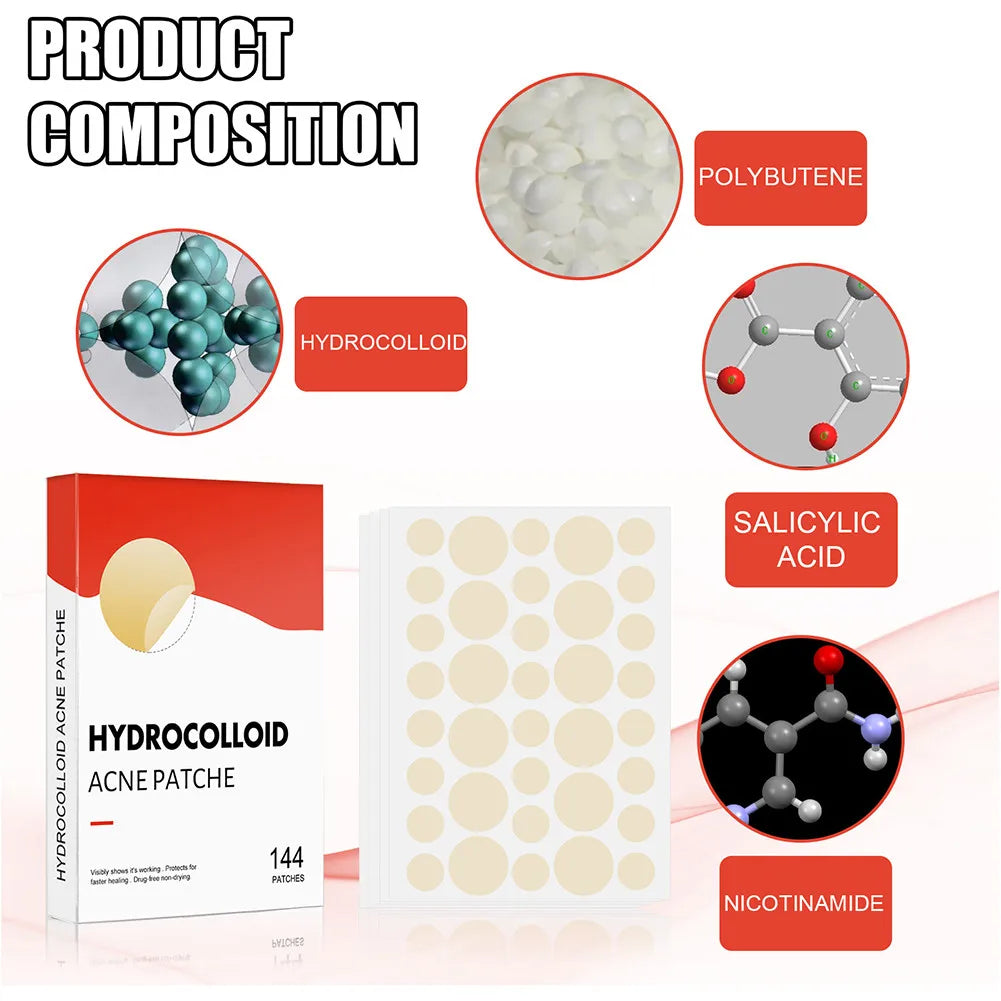 144-Piece Hydrocolloid Acne Pimple Patches – 2 Sizes, Invisible