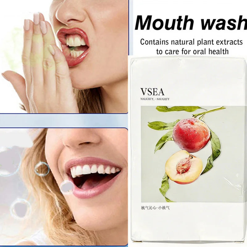 20PCS Peach-Flavored Mouthwash, Individually Packaged for Single Use, Oral and Gum Care, Fruit-Flavored for Fresh Breath Peaceful Pleasures Health and Wellness