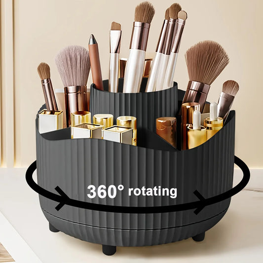 360° Rotating Makeup Brush Holder – 5-Slot Cosmetic Organizer Cosmetic Organizer Peaceful Pleasures Health and Wellness Black