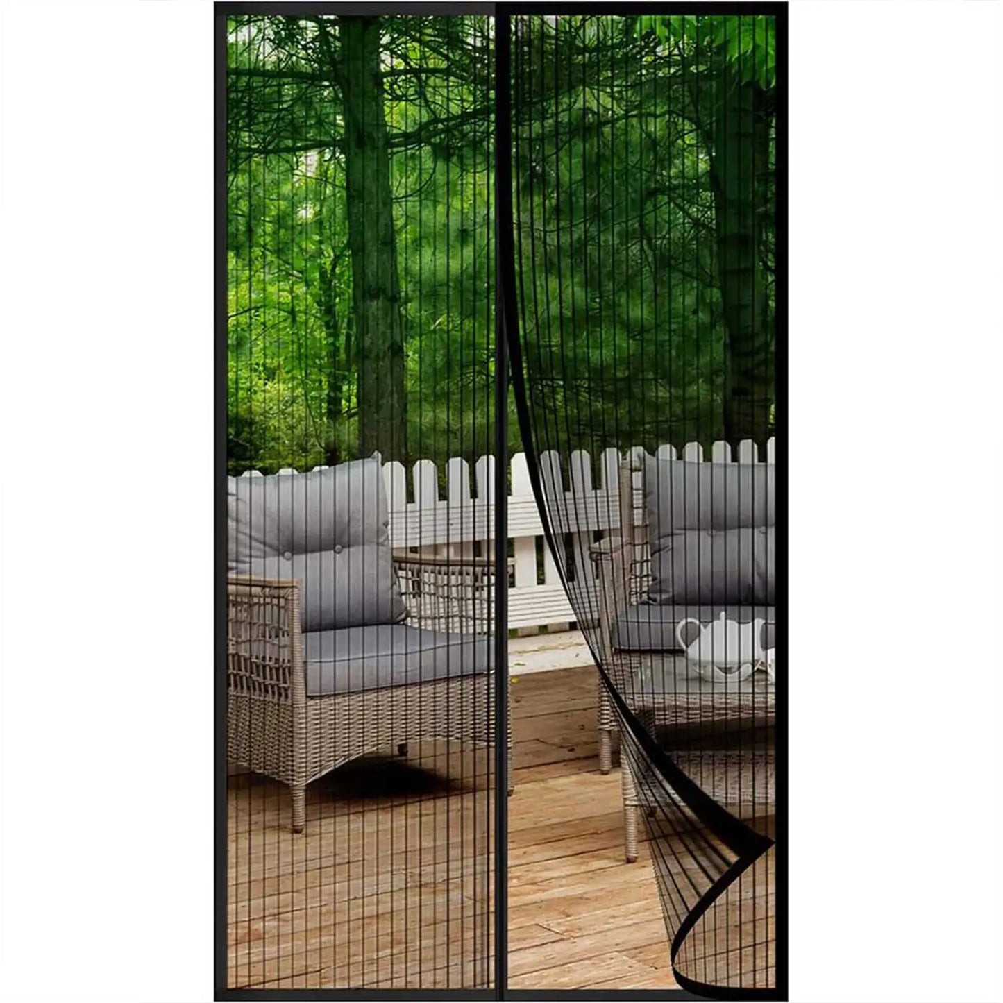 Magnetic Screen Door Anti Mosquito Mesh Curtain Net Keeps Bug Out Hands Free Partition Mute Striped Bedroom Door Ventilation Peaceful Pleasures Health and Wellness B Type black