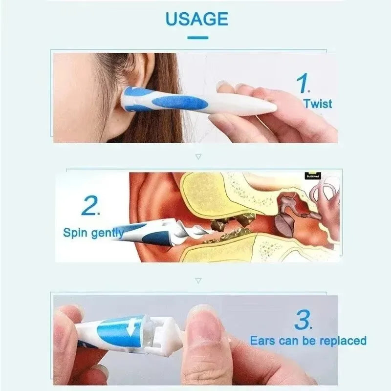 Silicone Spiral Ear Wax Cleaner Kit – 16 Tips | Safe Removal