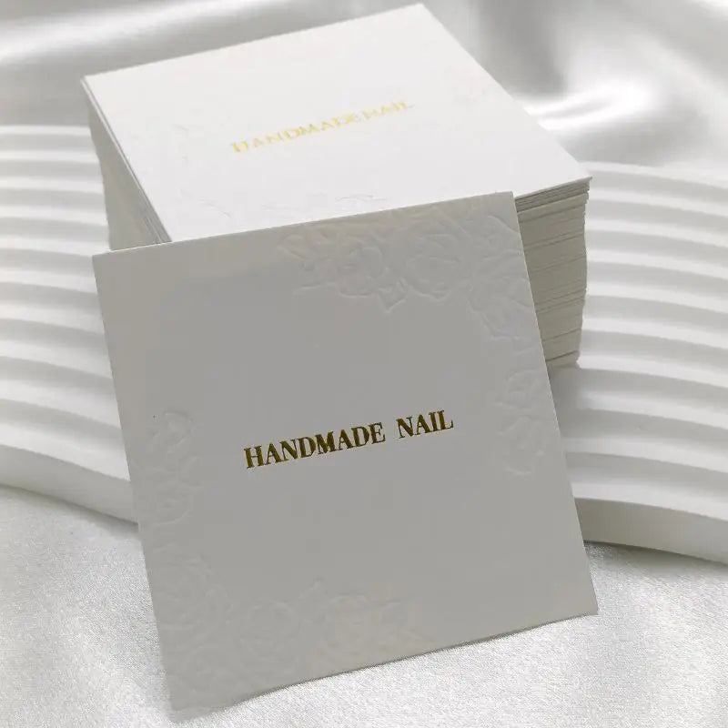 20 Sheets/Bag Press On Nails Packaging Bottom Cards Rose Embossing 75x75mm Handmade False Nail Display Show Card Manicure Tools Peaceful Pleasures Health and Wellness