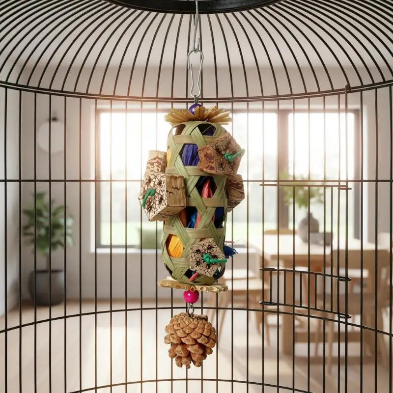 Parrot Foraging Chew Toy – Natural Wood Bird Enrichment Toy Bird Foraging Toy Peaceful Pleasures Health and Wellness