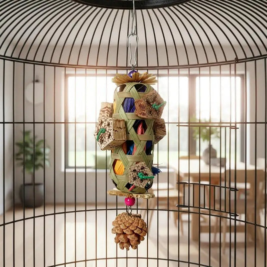 Parrot Foraging Chew Toy – Natural Wood Bird Enrichment Toy Bird Foraging Toy Peaceful Pleasures Health and Wellness