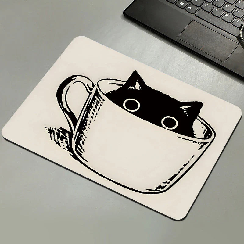 Black Cat Mousepad – Non-Slip Natural Rubber Desk Mat