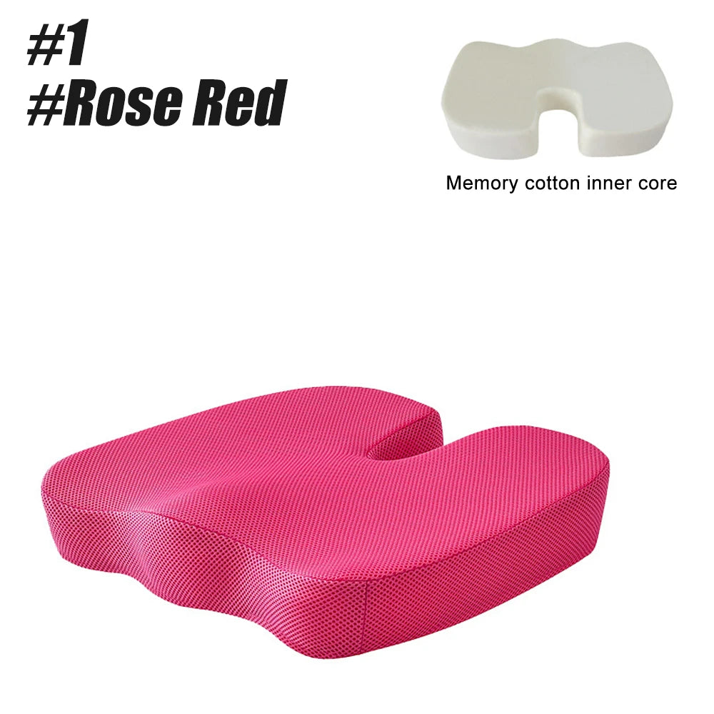WEFITON Memory Foam Seat Cushion – Tailbone & Sciatica Relief Memory Foam Seat Cushion Peaceful Pleasures Health and Wellness 1-Rose Red-1PCS