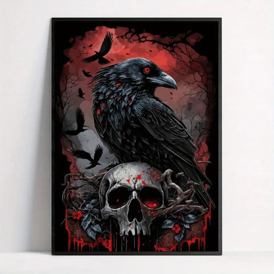 Victorian Gothic Black Cat Raven Canvas Wall Art Print | Occult Décor Gothic Canvas Print Peaceful Pleasures Health and Wellness