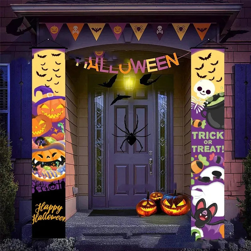 Halloween & Christmas Door Curtain Banner | Holiday Decor Flag