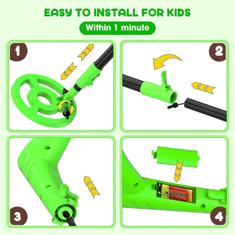 Kids Outdoor Educational Toy LCD Metal Detector 27.5"-37.8" Adjustable 6.5" Coil Peaceful Pleasures Health and Wellness