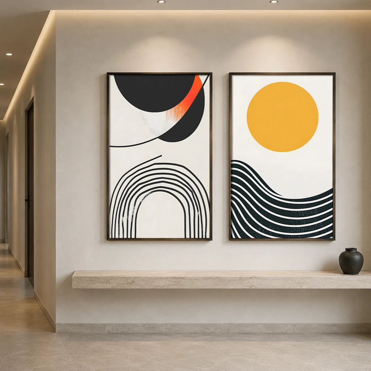 Abstract Wall Art Black and White Geometric Canvas Painting Modern Style Poster Prints for Lliving Room Wall Decor Peaceful Pleasures Health and Wellness