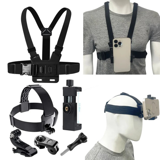 6-Piece Action Camera Mount Kit – Head & Chest Strap for GoPro Action Camera Mount Kit Oasis Select