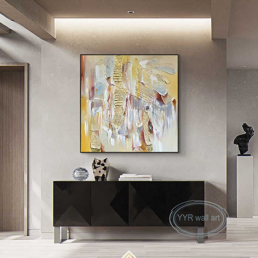 Unique Texture Abstract Gold Painting Home Decoration Poster Handmade Wall Art Canvas Light Luxury Aesthetic Picture For Hotel Peaceful Pleasures Health and Wellness