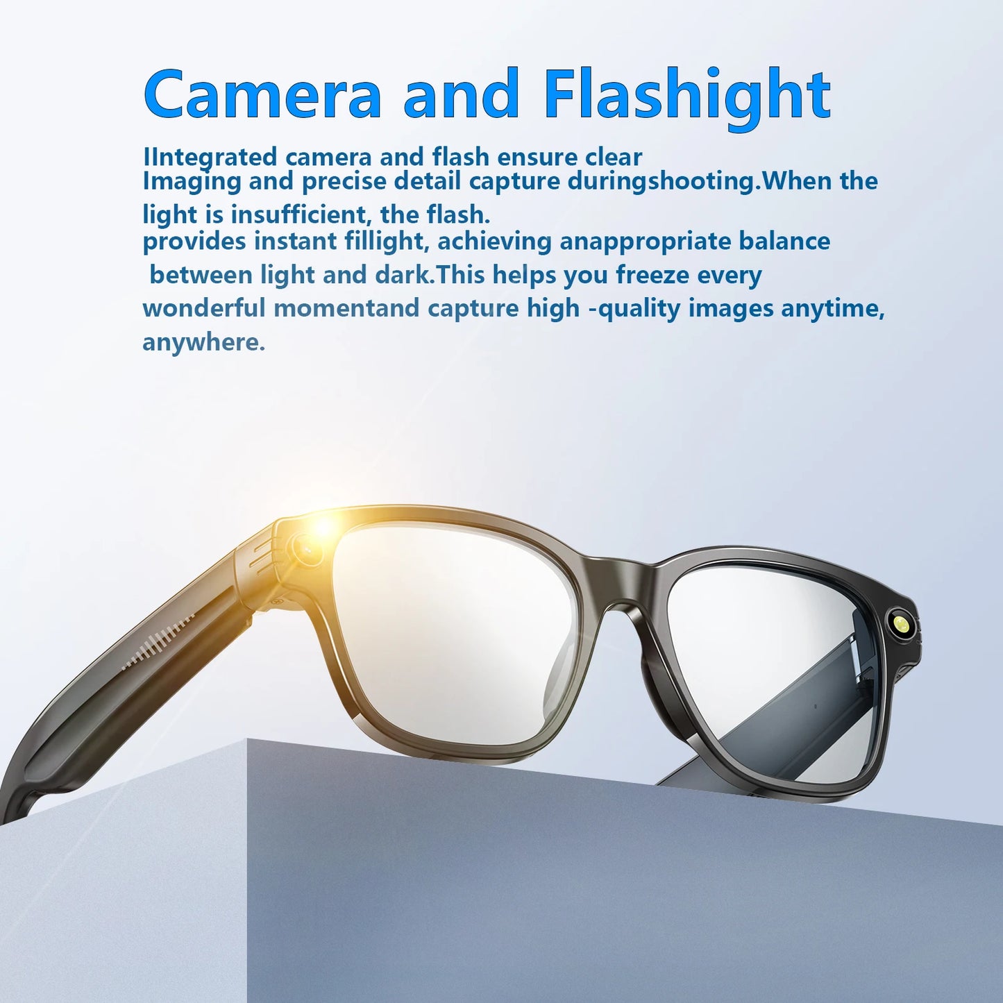 AI Smart Glasses Translator Visual 800W Camera Anti-Shake 1200P High Video Recording Bluetooth Voice Assistant Control AI Glasse Peaceful Pleasures Health and Wellness
