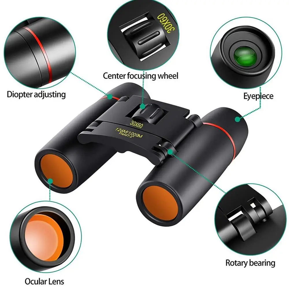 30x60 HD Folding Binoculars | Low Light, Bird Watching, Camping