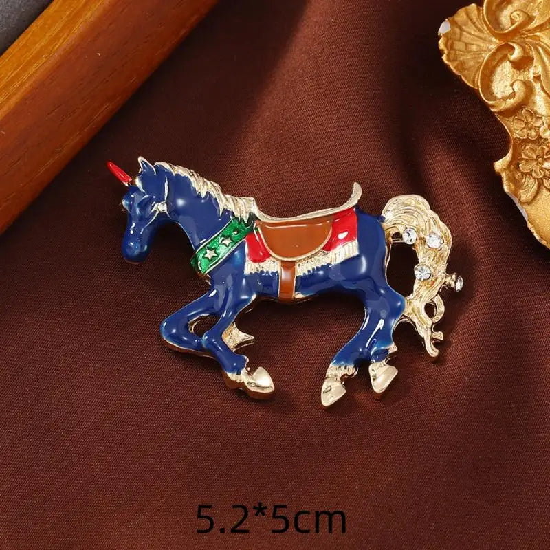 Enamel Horse Brooch | Vintage Zodiac Lapel Pin for Men & Women