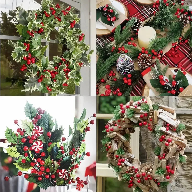 Artificial Holly Fruit Branches 10/30 PCS – Christmas Decor