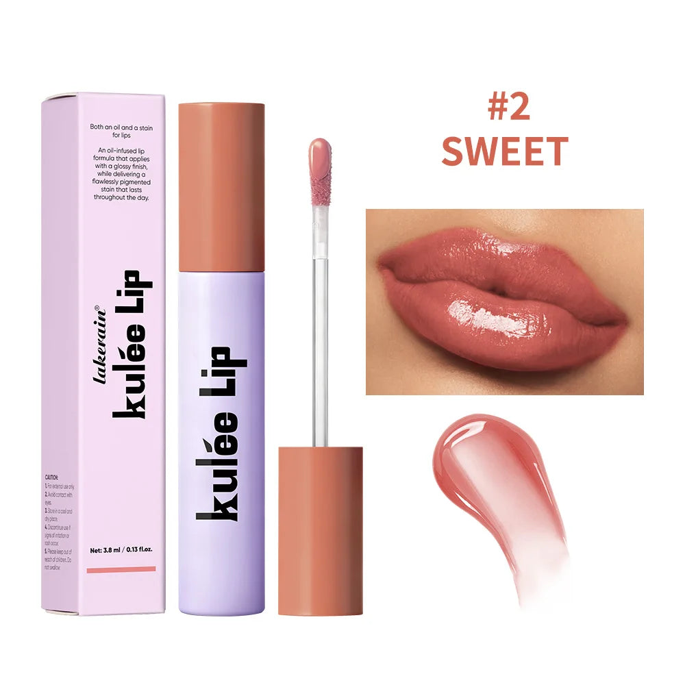 Kulfée Staining Lip Oil Gloss Stain Two In One Long Lasting Deep Hydration Moisturizing Non Sticky Waterproof Lip Makeup Peaceful Pleasures Health and Wellness 2Sweet