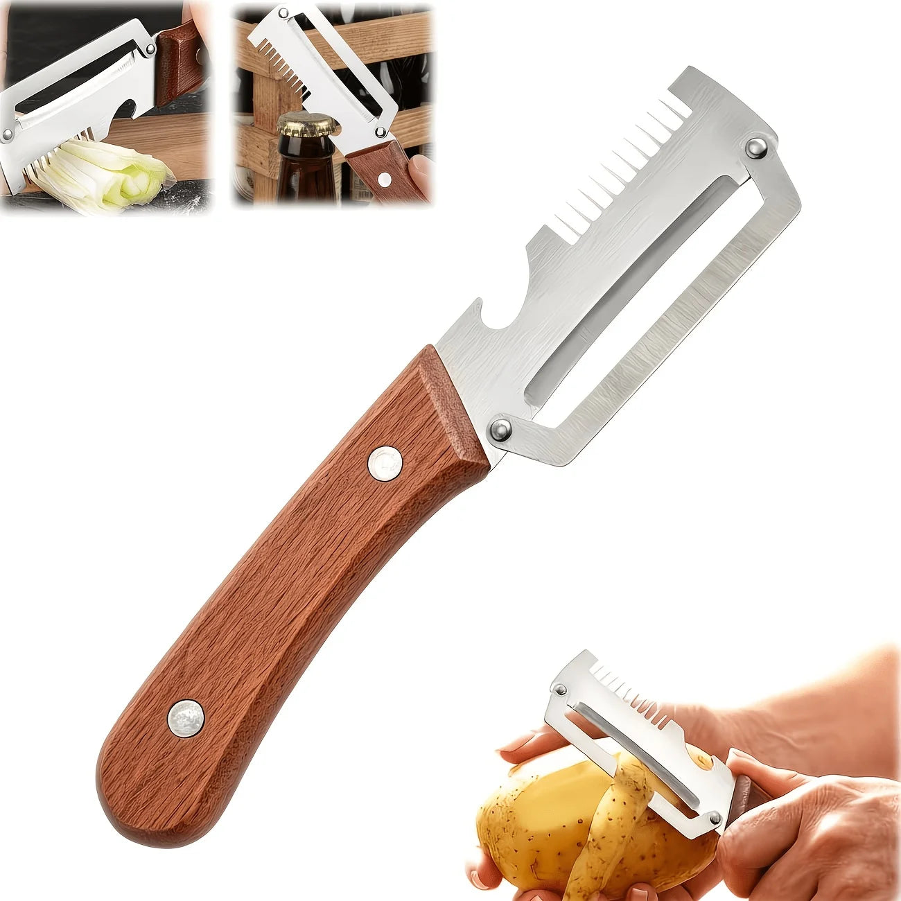3-in-1 Vegetable Peeler Stainless Steel with Bottle Opener