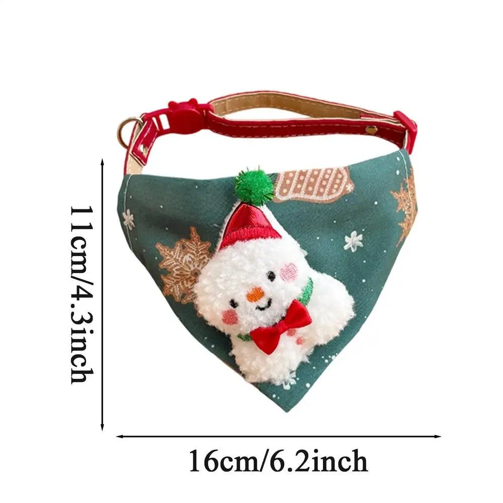 Christmas Bandana For Cat Adjustable Elastic Holiday Pet Costume Christmas Kitten Bandana For Family Gathering Photoshoot Party Peaceful Pleasures Health and Wellness Snowman triangle sca China Mainland