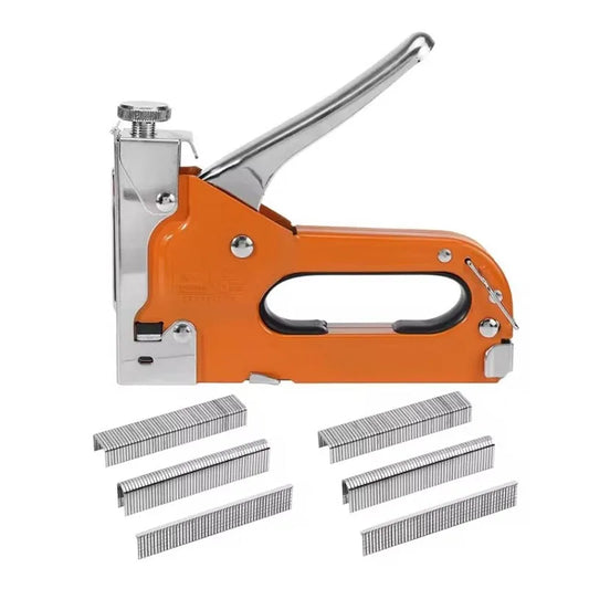 Heavy Duty 3-in-1 Manual Staple Gun Brad Nailer Alloy Steel for Upholstery Wood Easy to Use Tool Peaceful Pleasures Health and Wellness orange