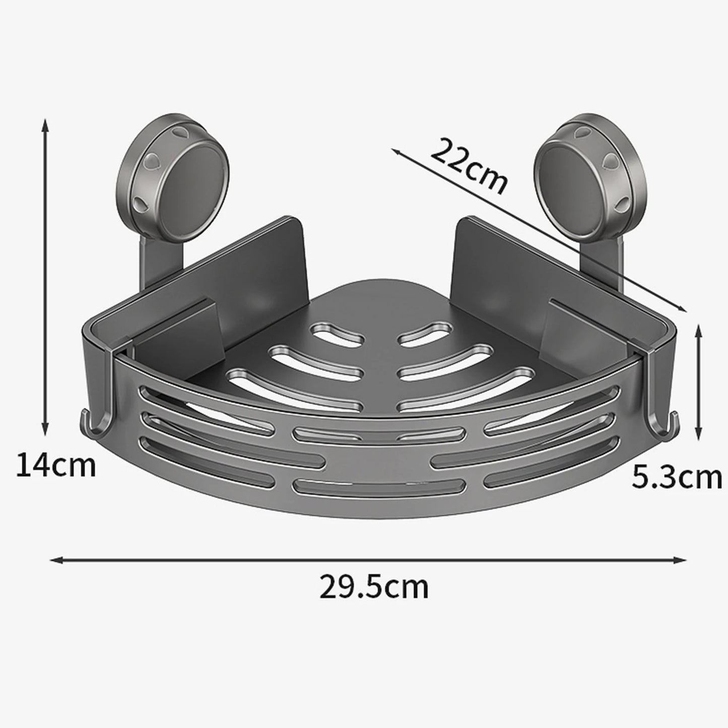 Triangle Corner Suction Cup Shower Caddy with Hooks No Drilling Removable Shower Organizer for Home Decor & Storage Peaceful Pleasures Health and Wellness