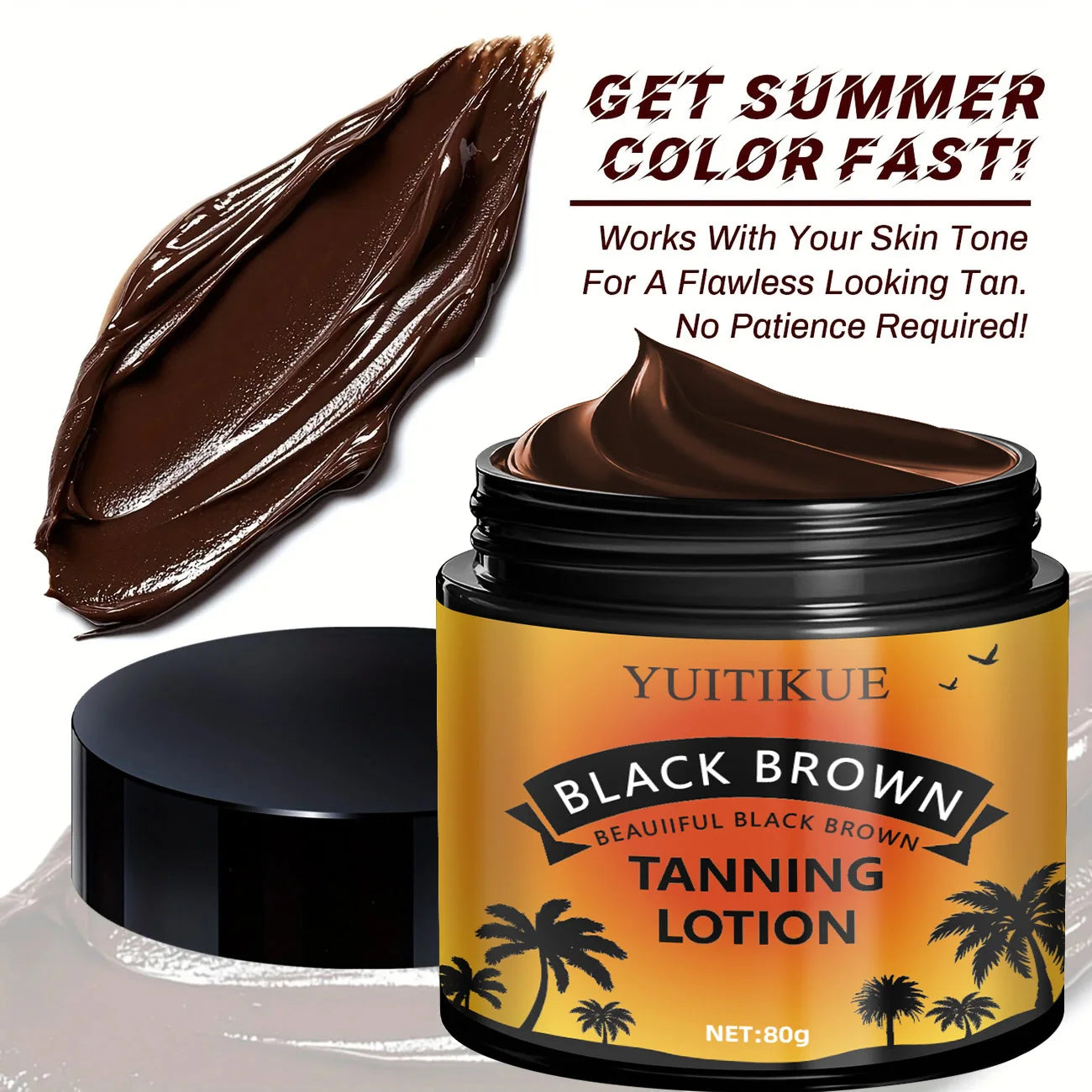 YUITIKUE Black Brown Tanning Lotion - Sunless Tanner, Fast Natural Color, Moisturizing & No Streaks, Odor Free & Long Lasting Peaceful Pleasures Health and Wellness