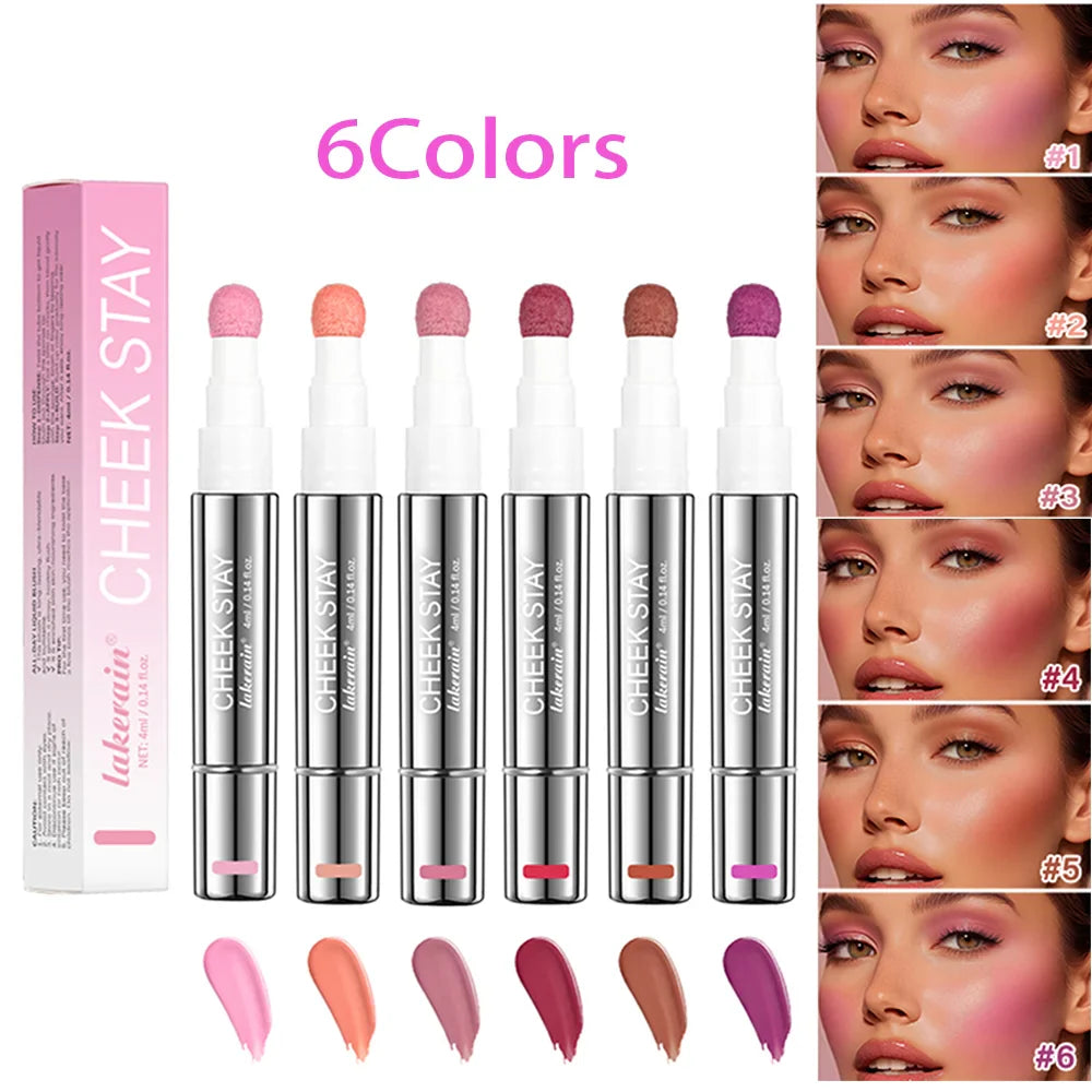 ibcccndc 6-Color All-Day Liquid Blush | Sponge Applicator