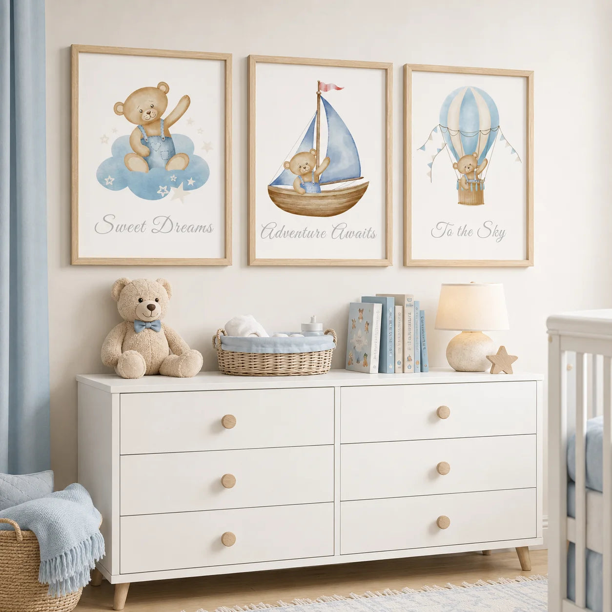 Teddy Bear Nursery Canvas Wall Art | Nordic Kids Room Print Canvas Wall Art Peaceful Pleasures Health and Wellness