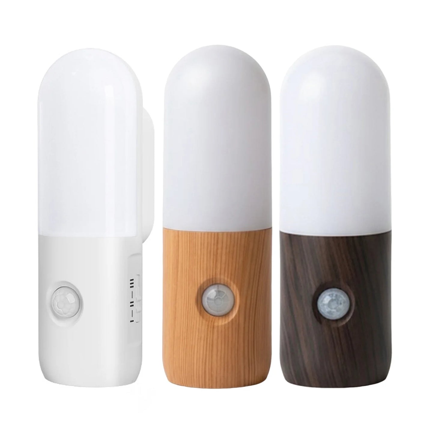 Rechargeable Motion Sensor Night Light Versatile Placement LED Stick-On Night Light Minimalist Wood Design for Home Decor Accent Peaceful Pleasures Health and Wellness