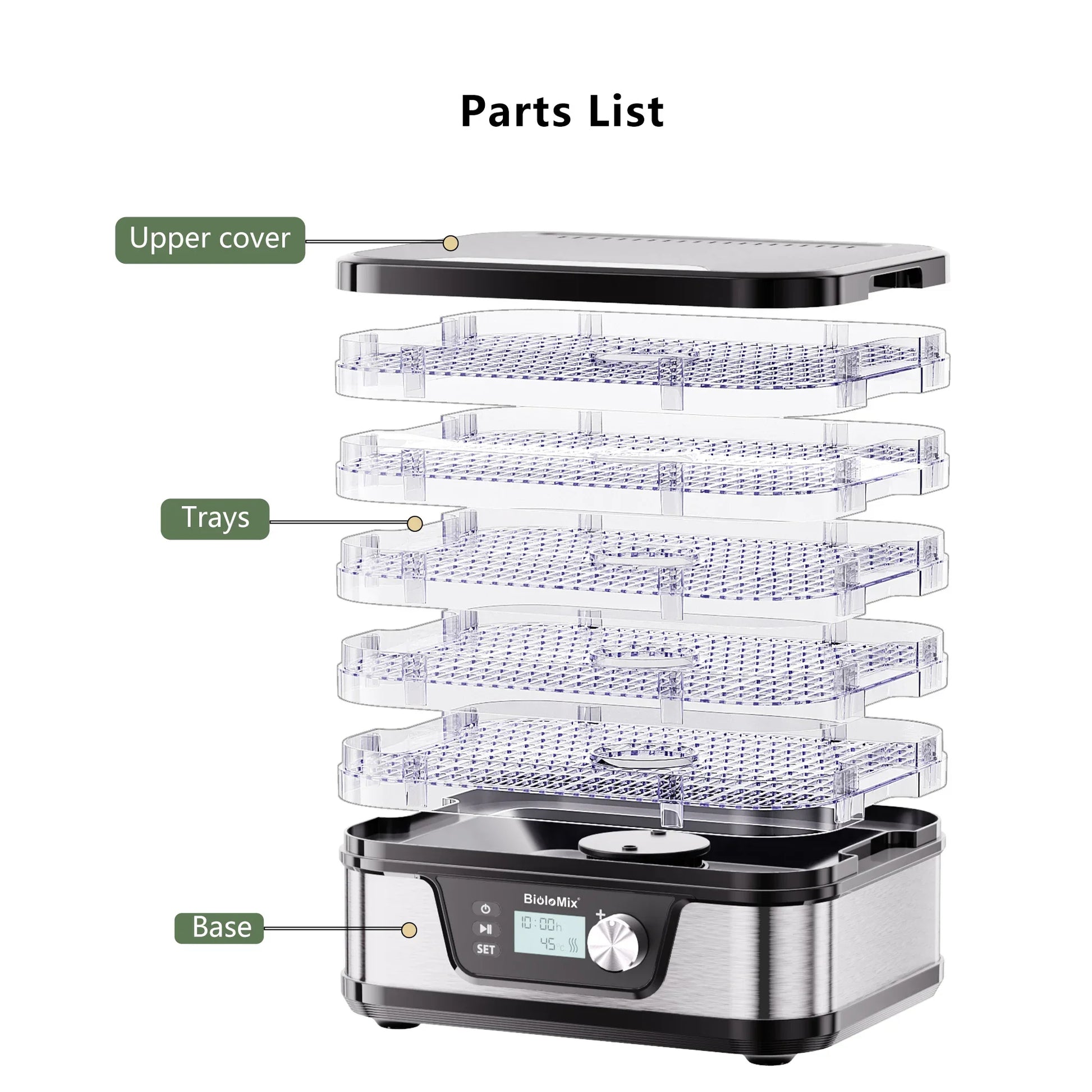 BioloMix 10L Food Dehydrator – 5 BPA-Free Trays, Digital Timer & Temp Control Kitchen Appliance Peaceful Pleasures Health and Wellness