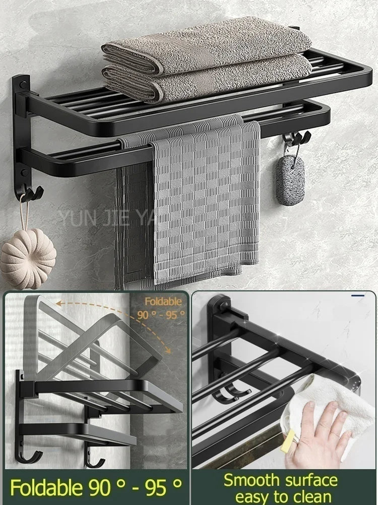No-Drill Wall Mounted Bathroom Hardware Set | Towel Rack & Hook