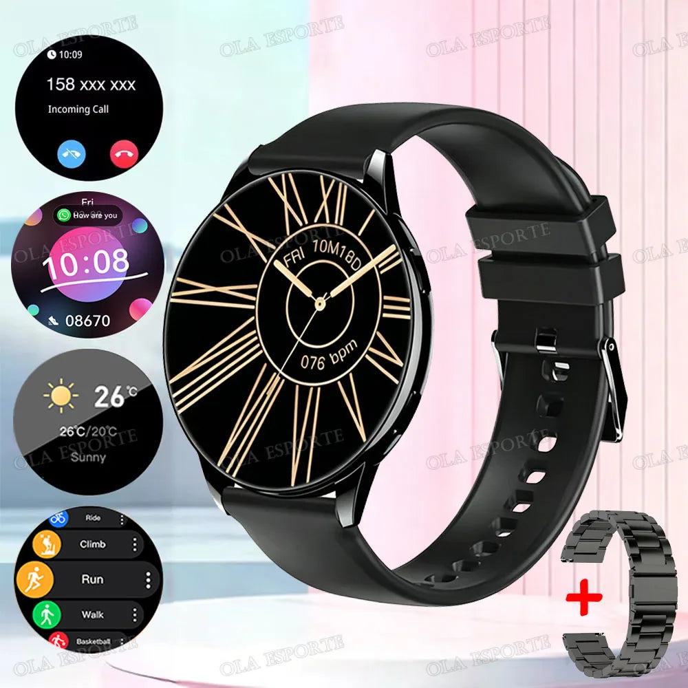 Smart watch with full touch screen, call, message reminder, music control and other functions, compatible with iPhone/android Peaceful Pleasures Health and Wellness Bk22Szstrap
