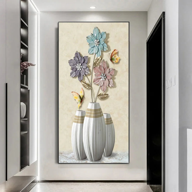 Retro Butterfly Flower Canvas Paintings Wall Art Pictures Chinese Style Vintage Poster And Prints for Living Room Aisle Decor Peaceful Pleasures Health and Wellness