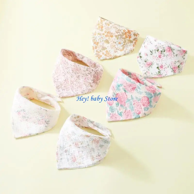 6-Pack Muslin Cotton Baby Bibs – Soft Drool & Feeding Bibs