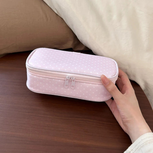 Wave Point Element Pen Bag Ins Large Capacity Girl Makeup Brush Peaceful Pleasures Health and Wellness