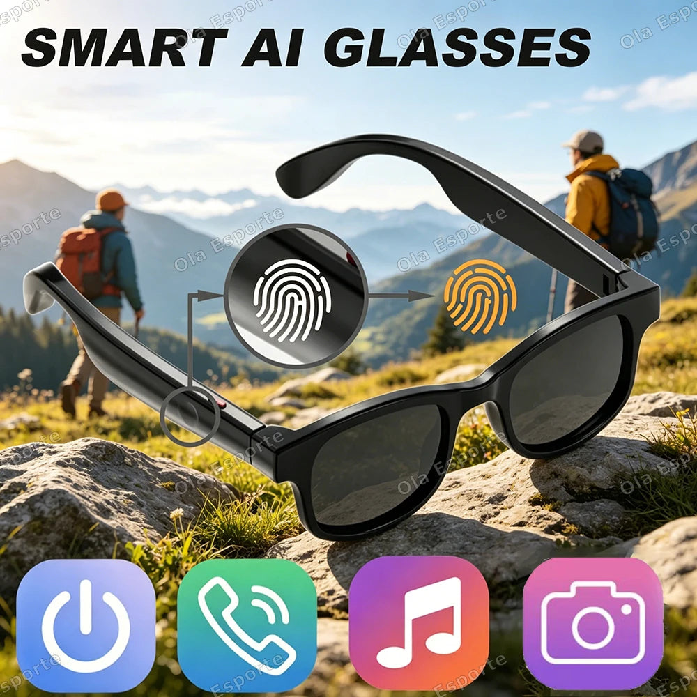 Smart Glasses AI Voice Assistant Bluetooth 5.3 HD Camera Sunglasses