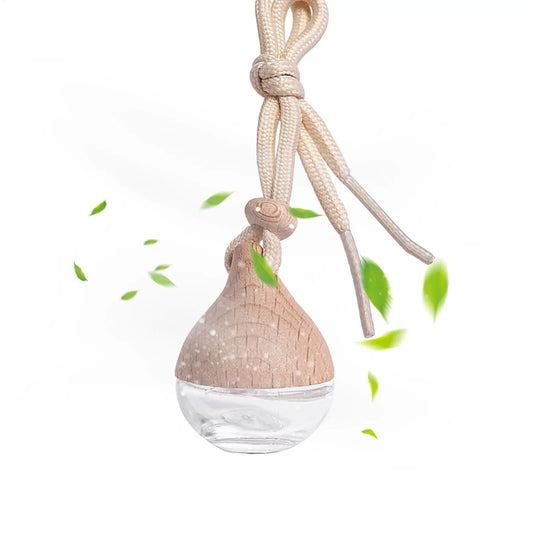 Refillable Glass Car Perfume Pendant Bottle with Wooden Cap Car Perfume Pendant Peaceful Pleasures Health and Wellness