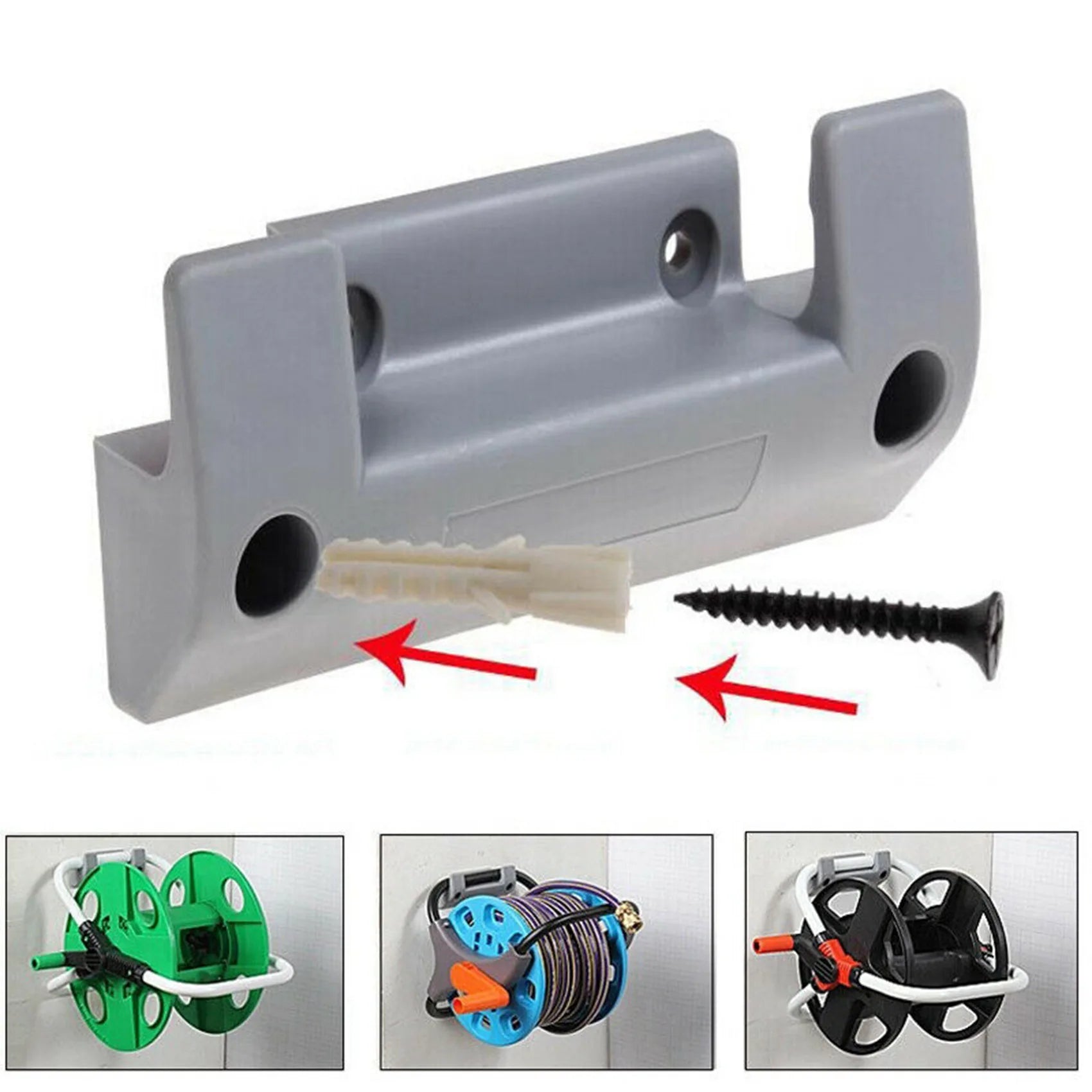 A36T-4Pcs Garden Hose Reel Holder PVC Wall Mounted Garden Hose Hanger Pipe Holder With 8Pcs Expansion Screws Peaceful Pleasures Health and Wellness