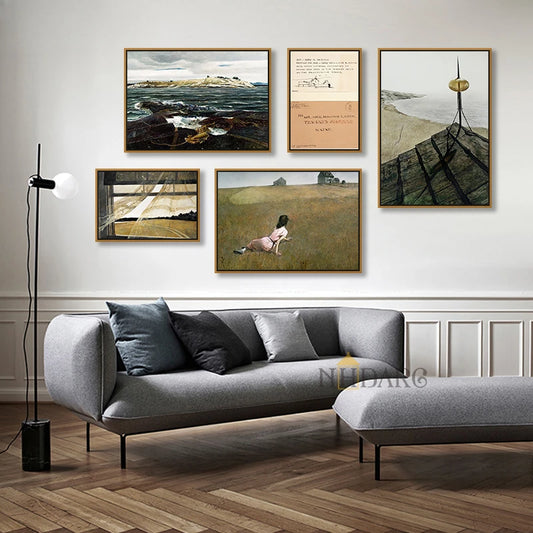 Scandinavian Minimalist Wall Art Classic Vintage Andrew Wyeth HD Canvas Poster Print Home Bedroom Living Room Decoration Peaceful Pleasures Health and Wellness