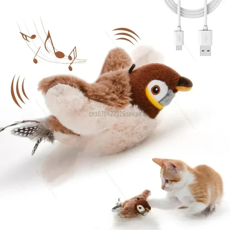 Interactive Electric Flapping Bird Cat Toy with Catnip & Chirping
